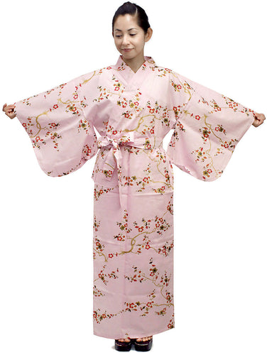 Women's Easy Yukata / Kimono Robe :  Japanese Traditional Clothes - Golden Plum Pink