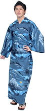 画像をギャラリービューアに読み込む, Men&#39;s Easy Yukata / Kimono Robe : Japanese Traditional Clothes - Robe Mt. Fuji Navy
