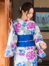 Load image into Gallery viewer, Women&#39;s Hanhaba-obi for Japanese Traditional Kimono - Unlined Asanoha Blue
