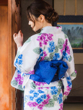 Load image into Gallery viewer, Women&#39;s Hanhaba-obi for Japanese Traditional Kimono - Unlined Asanoha Blue
