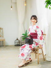 將圖片載入圖庫檢視器 Women&#39;s Cotton Yukata : Japanese Traditional Clothes - Off-White Sakura Grid Ropes
