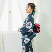 Load image into Gallery viewer, Ladies Polyester Shirring Obi Belt;Heko Obi  for Japanese Traditional Kimono/Yukata: Plain Wine
