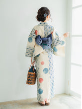 將圖片載入圖庫檢視器 Women&#39;s Hemp Cotton Yukata : Japanese Traditional Clothes - Ivory Asanoha Temari Ball

