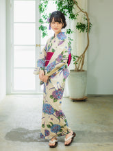 画像をギャラリービューアに読み込む, Women&#39;s Hemp Cotton Yukata : Japanese Traditional Clothes - Ivory Hydrangea
