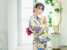 將圖片載入圖庫檢視器 Women&#39;s Hemp Cotton Yukata : Japanese Traditional Clothes - Ivory Hydrangea
