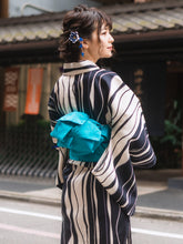 Load image into Gallery viewer, Women&#39;s Hanhaba-obi for Japanese Traditional Kimono - Unlined Asanoha Mint Blue
