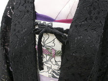 將圖片載入圖庫檢視器 Women&#39;s Japanese kimono haori jacket/coat/cardigan/robe - Lace,Black
