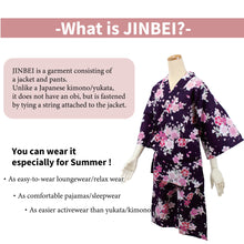 画像をギャラリービューアに読み込む, Women’s Japanese cotton jinbei kimono set summer relax wear
