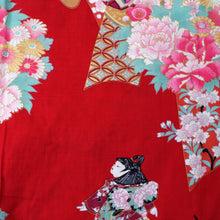 画像をギャラリービューアに読み込む, Girl&#39;s Kids Jinbei Yukata Robe Kimono for Summer- Little Dolls Red
