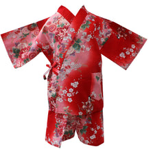 画像をギャラリービューアに読み込む, Girl&#39;s Kids Jinbei Yukata Robe Kimono for Summer- Dolls in Color Gradation Red
