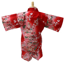 Load image into Gallery viewer, Girl&#39;s Kids Jinbei Yukata Robe Kimono for Summer- Dolls in Color Gradation Red
