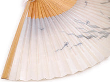 將圖片載入圖庫檢視器 Men&#39;s Paper Kyo Sensu :Japanese Traditional Folding Fan - Hand-painted Off-White Sasa Medaka

