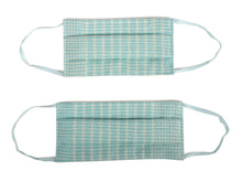 Load image into Gallery viewer, Japanese Linen x Silk Summer Pleats Face Mask - Mint Blue
