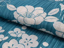画像をギャラリービューアに読み込む, Ladies&#39; Cotton Hemp Yukata : Japanese Traditional Clothes  - Blue Plum Cherry Blossom
