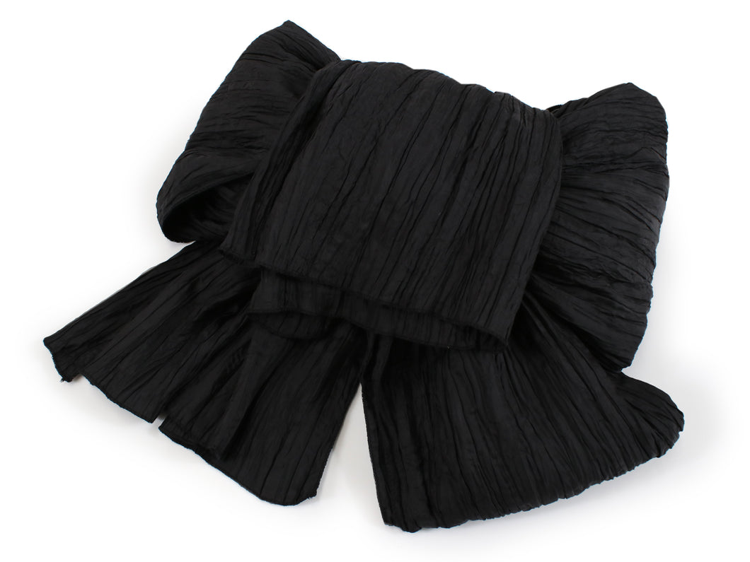 Ladies Polyester Shirring Obi Belt;Heko Obi  for Japanese Traditional Kimono/Yukata: Plain Black