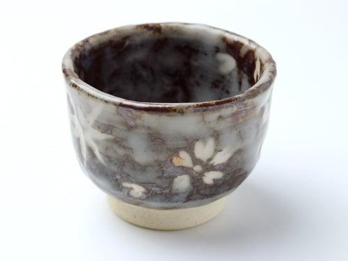 Kyoto Kiyomizu Ware Sake Cup - Sakura & Autumn Leaves Brown