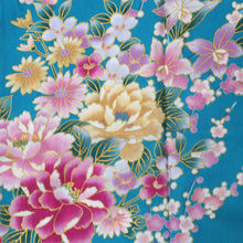 画像をギャラリービューアに読み込む, Women&#39;s Happi Coat: Kimono Robe - Peony &amp; Orchis Turquois

