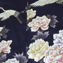 將圖片載入圖庫檢視器 Women&#39;s Yukata Robe Japanese Summer Kimono - Peony &amp; Crane Navy
