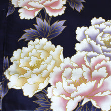 將圖片載入圖庫檢視器 Women&#39;s Yukata Robe Japanese Summer Kimono - Peony &amp; Crane Navy
