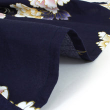 Load image into Gallery viewer, Women&#39;s Yukata Robe Japanese Summer Kimono - Peony &amp; Crane Navy
