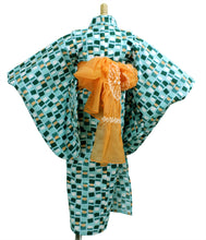 画像をギャラリービューアに読み込む, Girls&#39; Yukata Hekobi 2items set :Japanese Traditional Clothes  - Freya green Scandinavian Design
