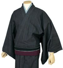 画像をギャラリービューアに読み込む, Men&#39;s Denim Unlined Kimono Stretch Black: Japanese Traditional Clothes
