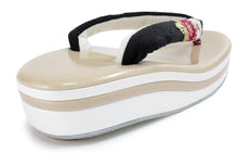 Load image into Gallery viewer, Women&#39;s Zori (Japanese Sandals) for Japanese Traditional Kimono : Formal 5 layers 3 layers - Gold White heels x Black hanao
