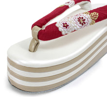 画像をギャラリービューアに読み込む, Women&#39;s Zori (Japanese Sandals) for Japanese Traditional Kimono : Formal 5 layers 3 layers - Gold White heels x Red hanao
