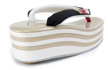 將圖片載入圖庫檢視器 Women&#39;s Zori (Japanese Sandals) for Japanese Traditional Kimono : Formal 5 layers 3 layers - Gold White heels x Black hanao
