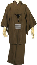画像をギャラリービューアに読み込む, Men&#39;s Kimono Long Haori Jacket Set : Japanese Traditional Clothes- Brown 174~183cm
