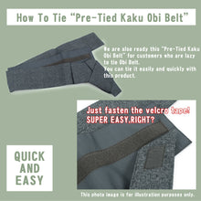 画像をギャラリービューアに読み込む, Men&#39;s Easy Yukata Coordinate Set of 4 Items For Beginners :How to tie ”pre-tied kaku obi belt””
