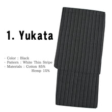 Load image into Gallery viewer, Men&#39;s Easy Yukata Coordinate Set of 4 Items For Beginners : Black/White Thin Stripe
