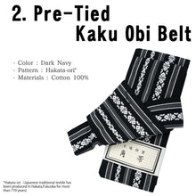 Load image into Gallery viewer, Men&#39;s Easy Yukata Coordinate Set of 4 Items For Beginners :Navy/Dark Green Stripe
