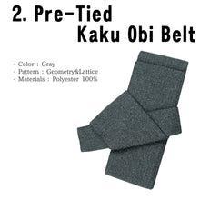 Load image into Gallery viewer, Men&#39;s Easy Yukata Coordinate Set of 4 Items For Beginners :Blue&amp;Gray/Geometry Triangle
