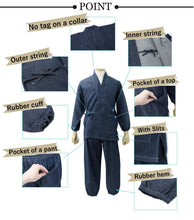 画像をギャラリービューアに読み込む, Denim Samue Jacket and Pants, Japanese Kimono Longewear/Pajama
