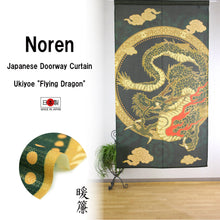 Load image into Gallery viewer, Noren Japanese Doorway Curtain Tapestry Ukiyoe &quot;Flying Dragon&quot;
