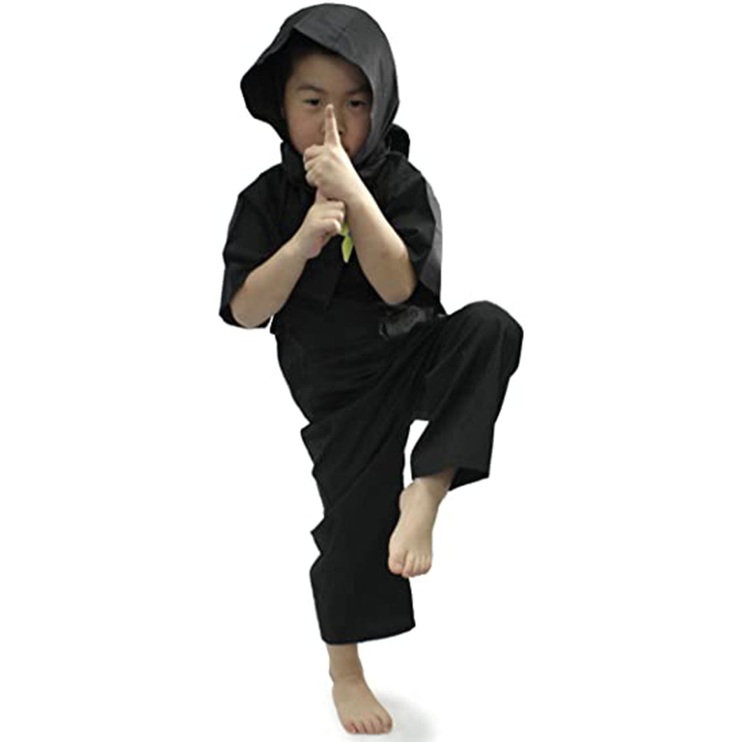 Kids Ninja Jinbei Yukata Robe Kimono for Summer - Black