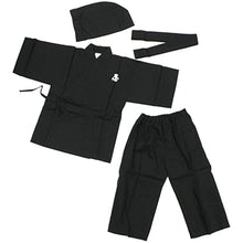 画像をギャラリービューアに読み込む, Kids Ninja Jinbei Yukata Robe Kimono for Summer - Black
