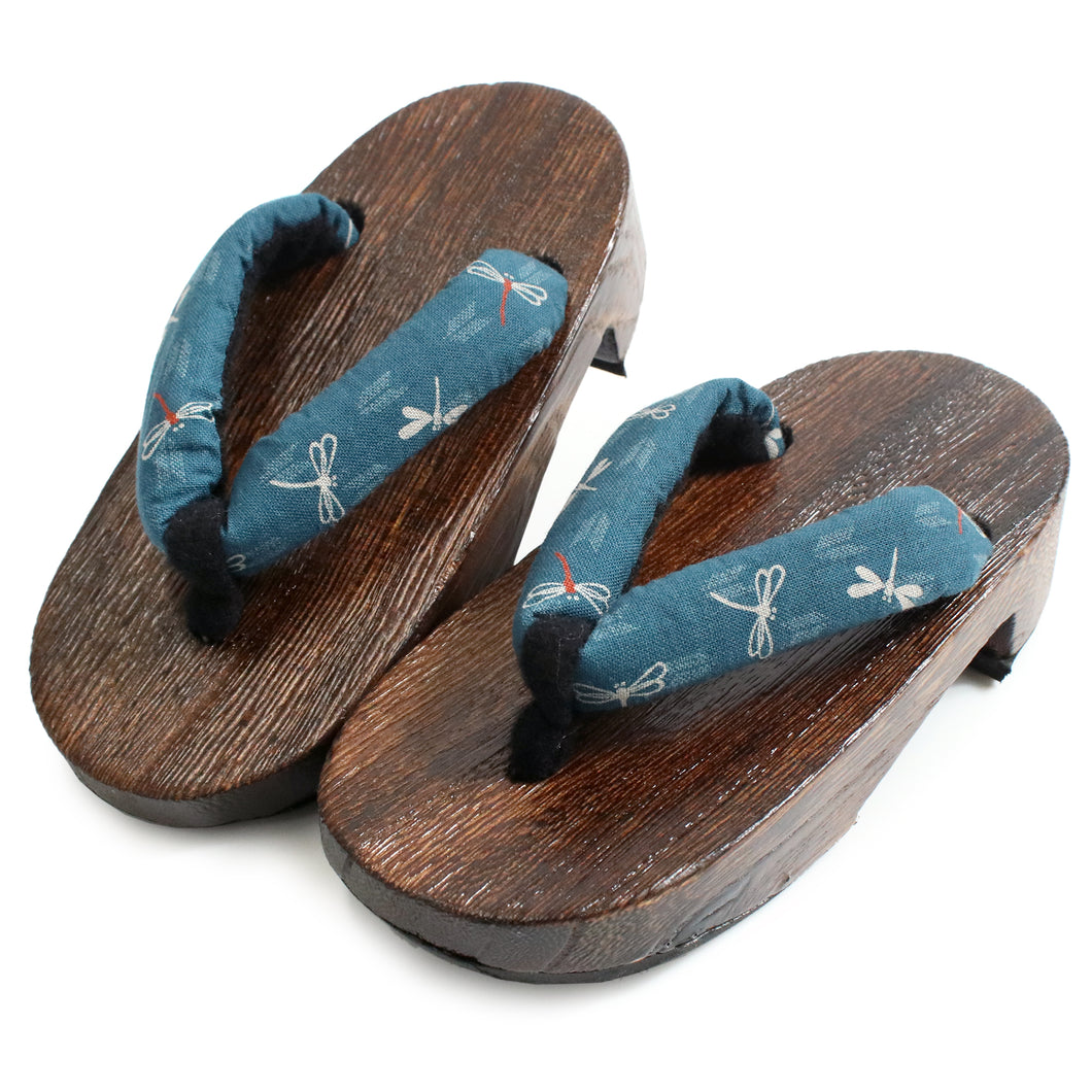 Kid's Wooden Geta (Japanese Sandals) for Japanese Traditional Kimono/Yukata: 16-17cm Tombo Dragonfly Blue