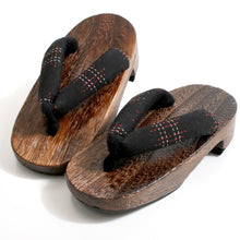 將圖片載入圖庫檢視器 Kid&#39;s Wooden Geta (Japanese Sandals) for Japanese Traditional Kimono/Yukata: 16-17cm Igeta-Gasuri Hash Mark Black
