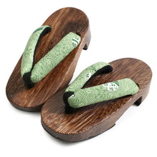 Load image into Gallery viewer, Kid&#39;s Wooden Geta (Japanese Sandals) for Japanese Traditional Kimono/Yukata:16-17cm Bell Charm Light Green
