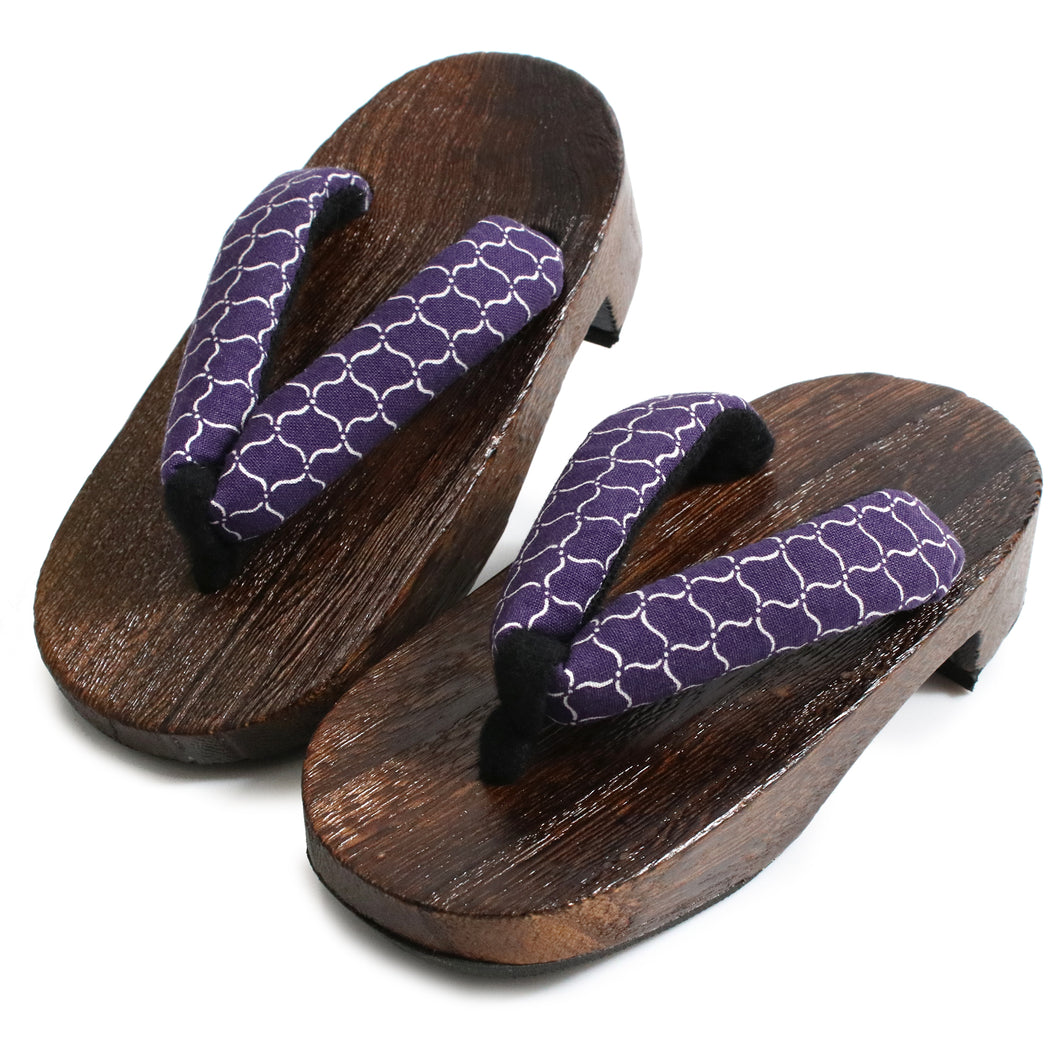 Kid's Wooden Geta (Japanese Sandals) for Japanese Traditional Kimono/Yukata:16-17cm Amime Net Violet