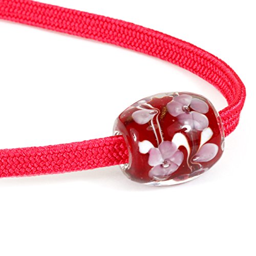 Obijime With Glass Beads Floral for Japanese Traditional Kimono- Cherry Pink