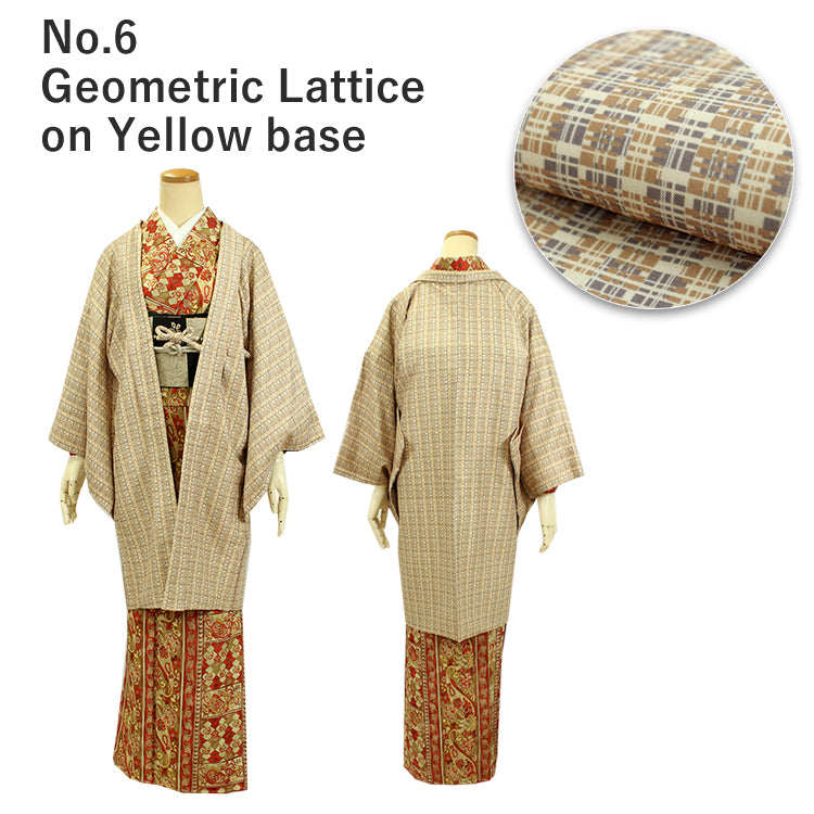 Lined long Haori coat with same cloth haori cord, women, Geometric 