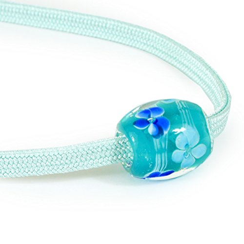Obijime With Glass Beads Floral for Japanese Traditional Kimono- Light Blue