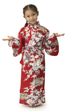 画像をギャラリービューアに読み込む, Girl&#39;s Easy Yukata / Kimono Robe : Japanese Traditional Clothes - Princess &amp; Peony Red
