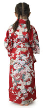 画像をギャラリービューアに読み込む, Girl&#39;s Easy Yukata / Kimono Robe : Japanese Traditional Clothes - Princess &amp; Peony Red
