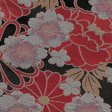 画像をギャラリービューアに読み込む, Ladies&#39; Japanese Kimono Fukuro-Obi - Formal Black Chrysanthemum Cherry blossom
