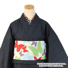 Load image into Gallery viewer, Women&#39;s Hanhaba-Obi for Japanese Traditional Kimono - Reversible Long Cream Butterly
