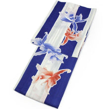 將圖片載入圖庫檢視器 Ladies&#39; Yukata Hanhaba-Obi Set :Japanese Traditional Clothes  - Blue Stripe JUNKO KOSHINO
